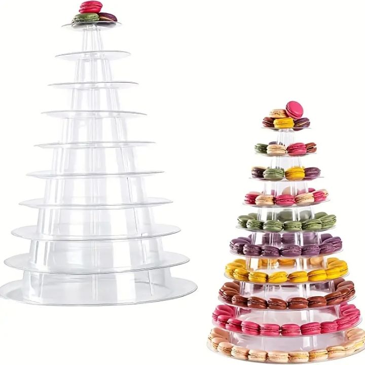 Tiered Macaron Tower Stand Cake Display Rack Cupcake Holder Dessert Stand for Baby Shower Wedding Birthday Party Decorations