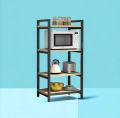 Microwave oven rack with wooden top Wrought iron. 