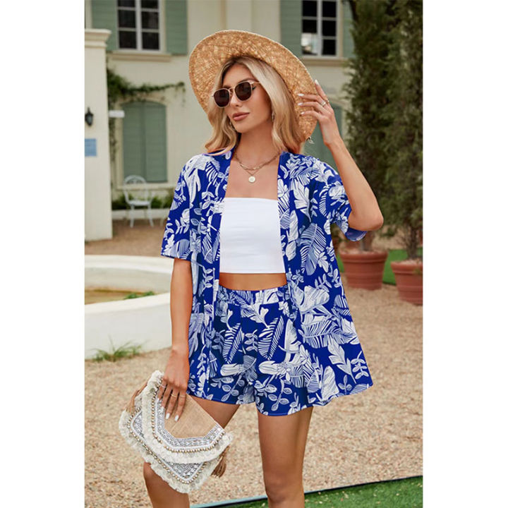2024%20Summer%20Casual%20Shirt%20Two%20Piece%20Set%20For%20Women%20Shorts%202%20Piece%20Sets%20Outfit%20Print%20%20Short%20Sleeve%20Short%20Sets%20Outfits%20Home%20Sets%20-%20Image%203