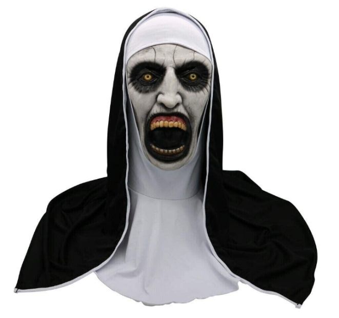 Halloween Scary Nun Face Mask / Headgear with Scarf