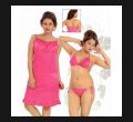 Ladies Nighty for women 3 part pink. 