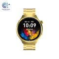 Tech & Trove Watch 4 Pro Golden Edition Smartwatch – Advanced Bluetooth Calling, Wireless Charging,HD Round Display, Sports & Fitness Modes, Heart Rate & Sleep Monitor, IP67 Waterproof, Compatible with Android and iOS. 