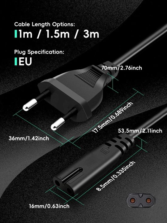 DATA%20FROG%201m%201.5m%203m%20EU%20Plug%202-Prong%20AC%20Power%20Supply%20Cable%20AC%20Plug%20Power%20Extension%20Cord%20for%20PS4%20PS5%20Xbox%20Computer%20Laptop%20PC%20TV%20-%20Image%206