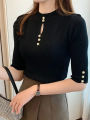 Spring Autumn Korean Fashion Solid Sweater Women Short Sleeve Tops Pull Femme Casual Slim Female Pullover Knitted Clothes 2026. 