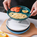 Food Dish Round Square Home Kitchen Reusable Dinner Plate For Adults Portion Control Diet 3 Compartments Microwave Safe PP.