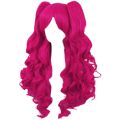 My Little Cos Anime Pinkie Pie Cos PP Pinkamena Diane Pie Cosplay Wig with Ponytails Rose Red Wigs Heat Resistant Synthetic Wigs.