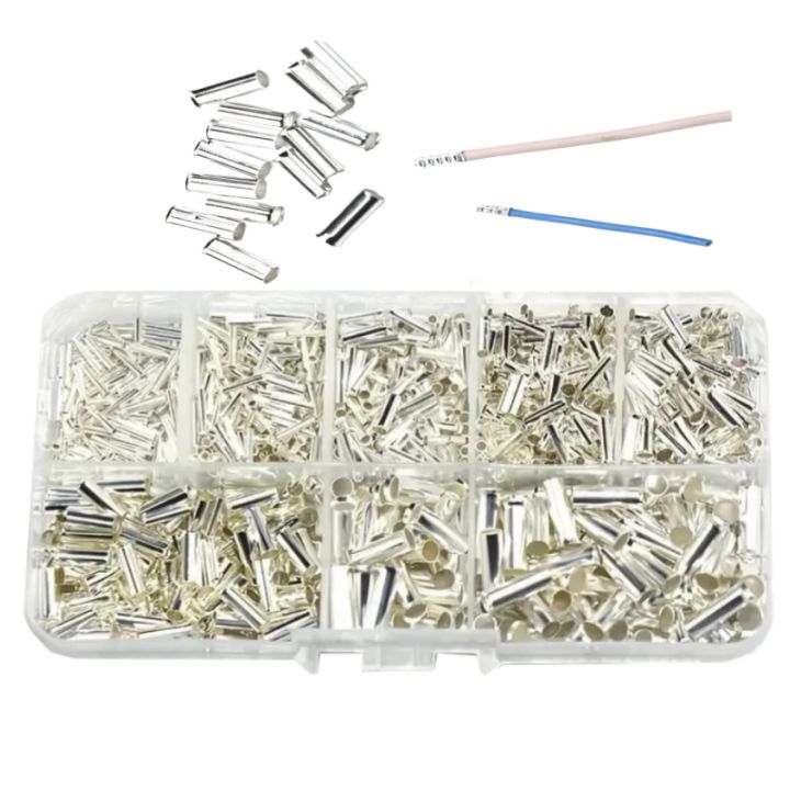1100pcs Non-Insulated Wire Ferrules Kit 0.5-6mm² 22-10 AWG Bare Copper ...