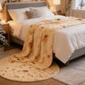Pancake Flannel Throw Blanket Pet Plush Floor Mat Cute Round Warm Picnic Blanket Cozy Soft Mat Home Decoration Travel Accessory.