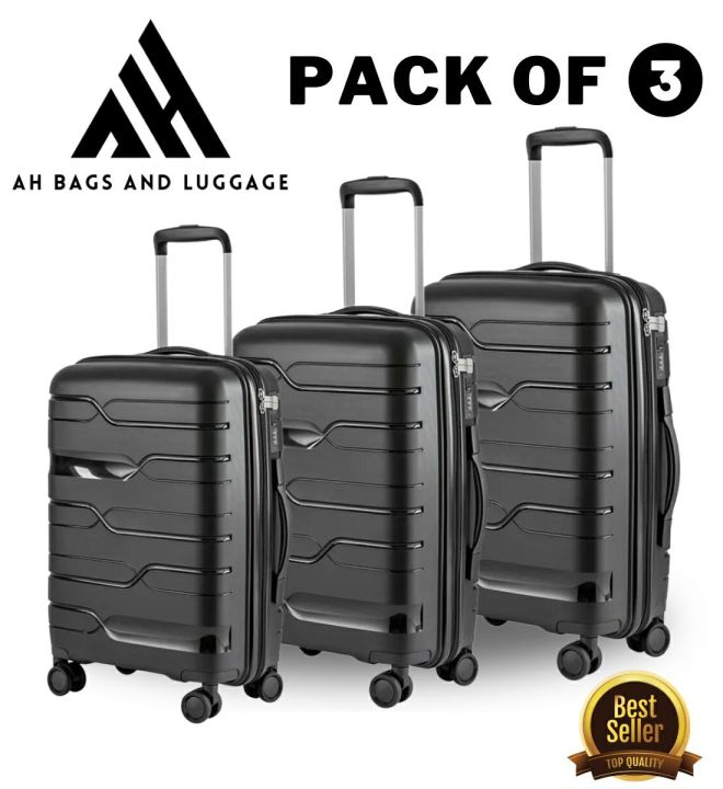 PP 3 Piece Trolly suitcase Set Fiber 20 24 28 Polypropylene PP Hardside Spinner 4 Wheel Luggage 360 wheels fibre body lock supported Daraz.pk