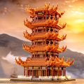 Yellow Crane Tower microparticle building blocks assembling toys Chinese style building model decoration. 