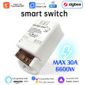 Tuya WiFi Switch ZigBee Switch On-Off Switch 30A High-Power Metering Water Pump Air Duct Switch Timing. 