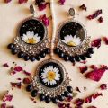 RESIN PRESERVED FLOWER JHUMKA EARRINGS. 