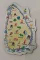 Fridge Magnet Lanka shape and metallic finish. 