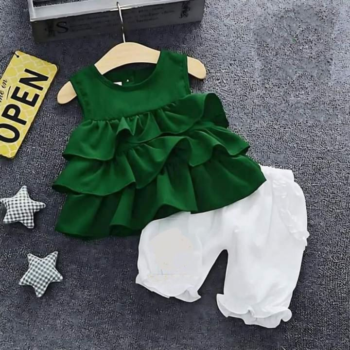 stylish baby girls frock for Pakistan day 14 august day dress for bay girls Daraz.pk