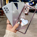 Love Heart Makeup Mirror Glitter Luxury Ring Phone Holder Case On For   A55 5G Girl Woman Used Anti-knock Cover. 
