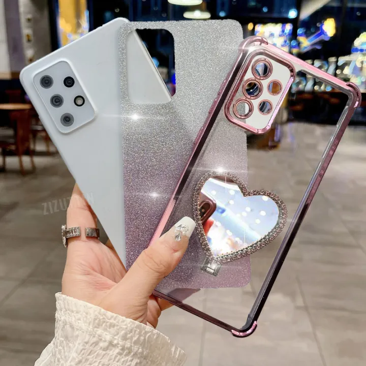 Love%20Heart%20Makeup%20Mirror%20Glitter%20Luxury%20Ring%20Phone%20Holder%20Case%20On%20For%20%20%20A55%205G%20Girl%20Woman%20Used%20Anti-knock%20Cover%20-%20Image%204