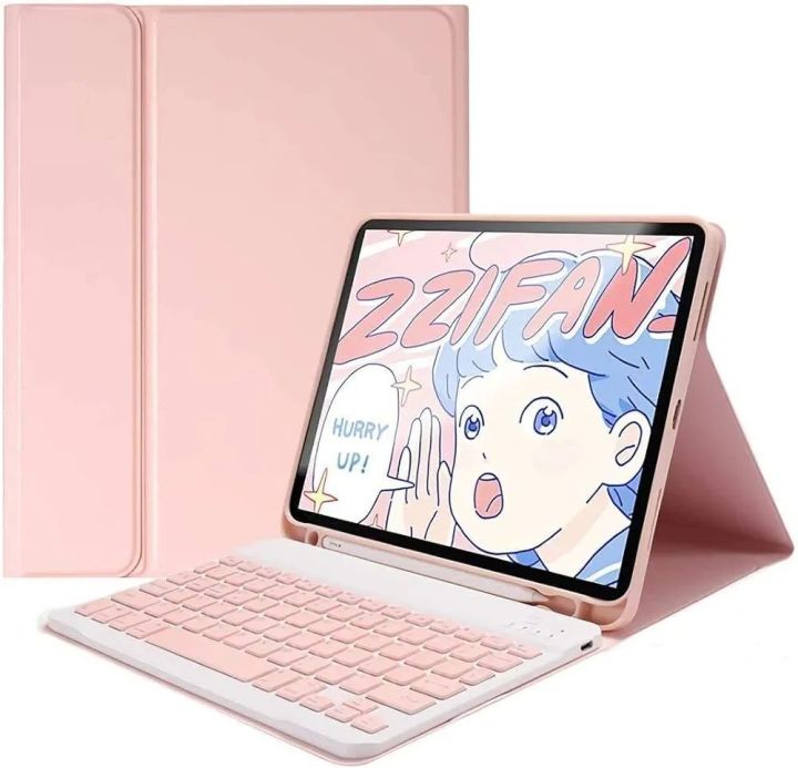 Color Keyboard for Samsung Galaxy Tab A8 10.5 inch 2022 (SM-X200/X205/X207) Keyboard Case Cute Detachable Removable Wireless Bluetooth Keyboard Cover (Pink)