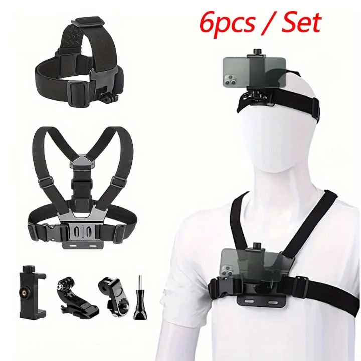 Action Camera Accessories Kit Head Strap Chest Strap Mount Adjustable Holder for Phone Osmo SJCAM AKASO insta360