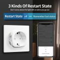 TNCE Tuya Wifi Plug 20A Smart Socket EU Power Monitor Remote Control switch Smart Life APP Works with Alexa Googl Home Alice. 