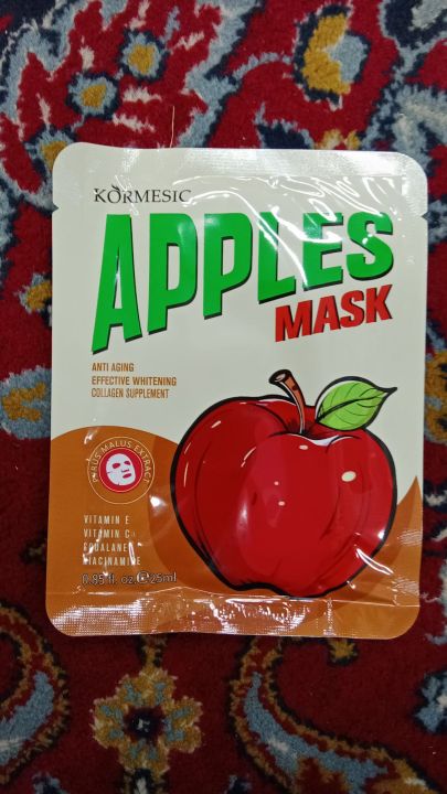 Kormesic Whitening Face Mask – Apple & Deep Sea Pearl | Anti-Aging, Brightening, Hydrating Facial Sheet Mask | For Glowing Skin & Spot Removal