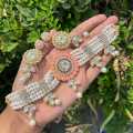Double layer pearl chain choker set for women. 