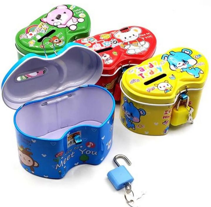 Kids Metal Steel Box Tin Money Box Set For Kids