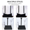 Suspenders for Men Button & Clip End Heavy Duty Adjustable Elastic Y-Shape Stainless Steel.