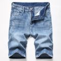 Summer New Men's Denim Shorts Blue Straight Slim Fit Fashionable Ripped Short Jeans Hip Hop High Street Casual Shorts Male.