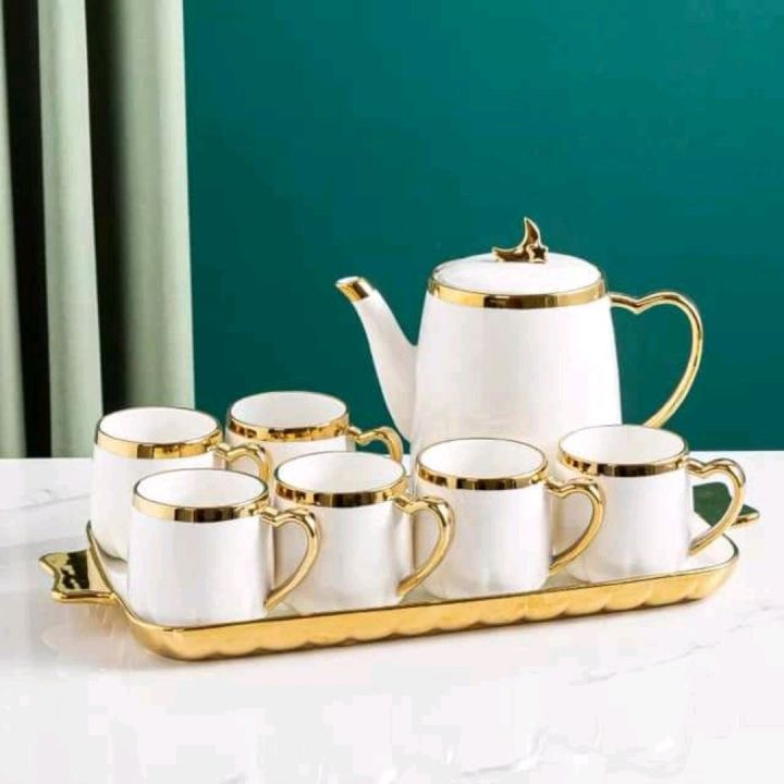 Fancy Coffee set bone china gold plated colored