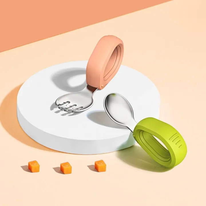 Hogokids/Putot%20Children's%20Cutlery%20with%20Storage%20Box%20Stainless%20Steel%20Spoon%20Tip,%20Silicone%20Handle%20for%20Children%20to%20Practice%20Eating%20-%20Image%209