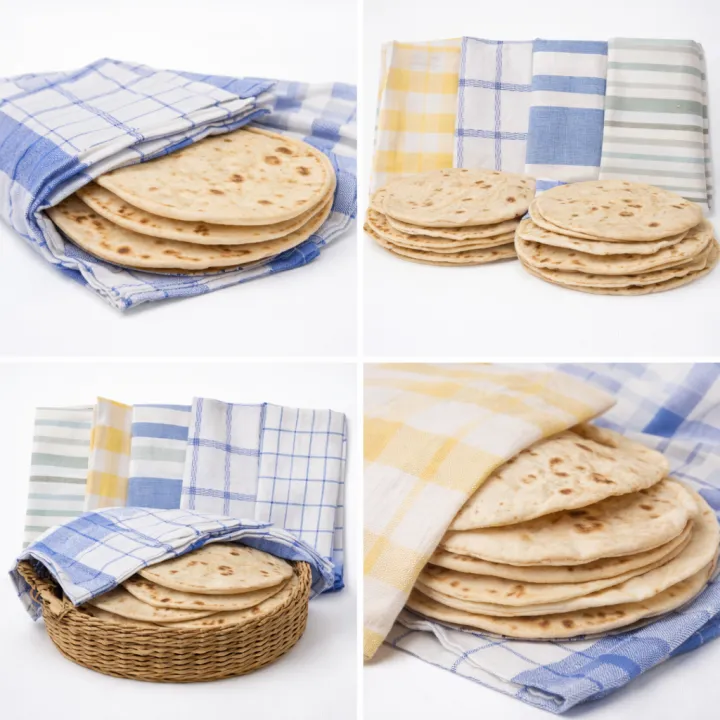 Chaina Romal For Roti Roti Romal Cotton Jacquard Striped & Grid Pattern Kitchen Towels Set 2 ...