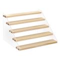 Wooden Step Display Rack, Acrylic Handmade Display Rack, Desktop Storage Rack for Perfume Lipstick Jewelry Doll Home Organizer. 