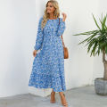 Women Maxi Dresses Sping Autumn Bohemian Casual Full Sleeve High Waist Beach Woman Chiffon Dresses Floral Vestidoes Long Dress. 