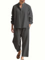 Men's Long Sleeve Shirt and Pants Suits Men Beach Wear Tracksuit Solid Color Shirts Sweatpants Hawaiian Vacation Men's Clothing. 