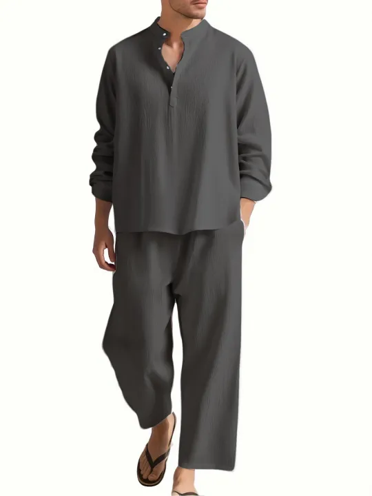 Men's%20Long%20Sleeve%20Shirt%20and%20Pants%20Suits%20Men%20Beach%20Wear%20Tracksuit%20Solid%20Color%20Shirts%20Sweatpants%20Hawaiian%20Vacation%20Men's%20Clothing%20-%20Image%203