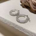 Huitan Big/Small Two Sizes Hoop Earrings for Women Full Paved CZ Stone Bling Bling Female Circle Earrings Temperament Jewelry.