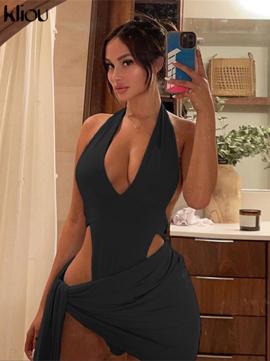 Kliou%20Solid%20Deep%20V%20%20Two%20Piece%20Sets%20Midnight%20Club%20Halter%20Top%20And%20Skirt%20Backless%20Summer%20Partywear%20Hollow%20Out%20Ruched%20Women%20Set%20-%20Image%205