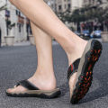 New Summer Men's Slippers Breathable Luxury Men Sandals  Beach Classics Genuine Leather  Mens Slippers Outdoor Men's Flip Flops. 
