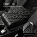 Car Armrest Mat Center Console Arm Rest Protection Cushion Wave Embroider PU Leather Auto Armrests Storage Box Cover Pad.