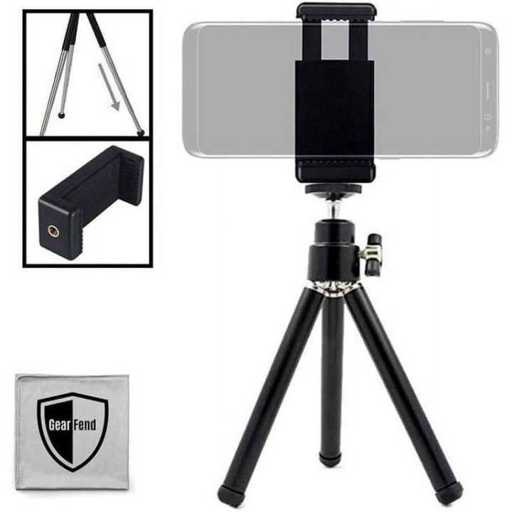 Mini Tripod with Smartphone Holder - Compatible with All iPhone & Android Smartphones
