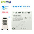 CENFAYA eWelink WiFi RF 4CH Smart Light Switch 5V 12V 24V Wireless 4keys Remote Control LED Door Gate for Alexa/ Assistant lightify. 
