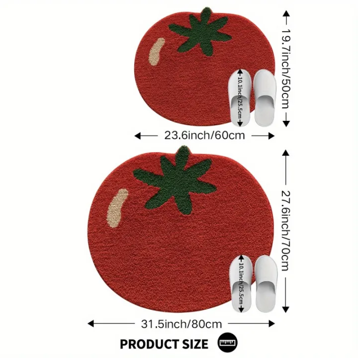 VIKAMA%20Creative%20Tomato%20Plush%20Carpet%20Absorbency%20Non-Slip%20Bathroom%20Floor%20Mat%20Bedroom%20Bed%20Side%20Carpet%20Home%20Decoration%20-%20Image%205