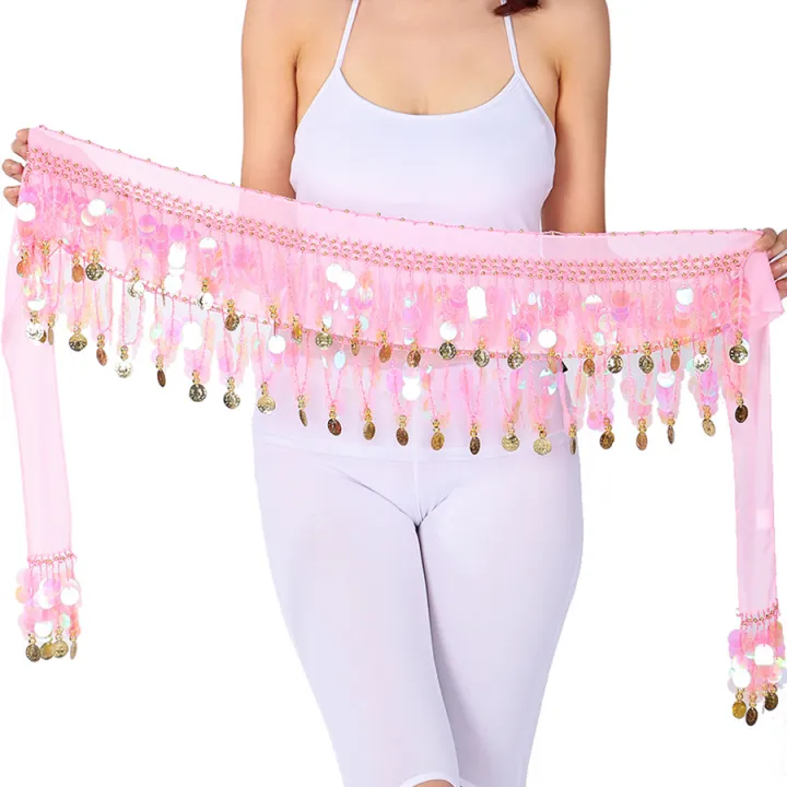 Purple%20Sequin%20Belly%20Dance%20Hip%20Scarf%20with%20Gold%20Coins,%20Shiny%20Fringe,%20Elastic%20Waistband%20%E2%80%93%20Perfect%20for%20Performances,%20Workouts,%20and%20D%20-%20Image%203