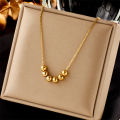 DIEYURO 316L Stainless Steel Gold Color Balls Beads Pendant Necklace For Women Fashion Girls Clavicle Chain Jewelry Party .
