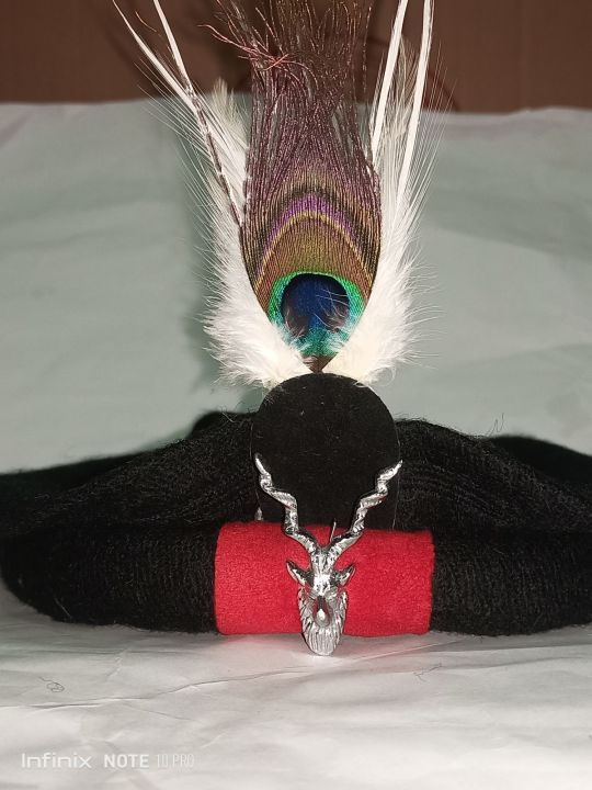 Gilgit Cap Gilgit Baltistan Traditional Wool Cap with Markhor and feather | Daraz.pk