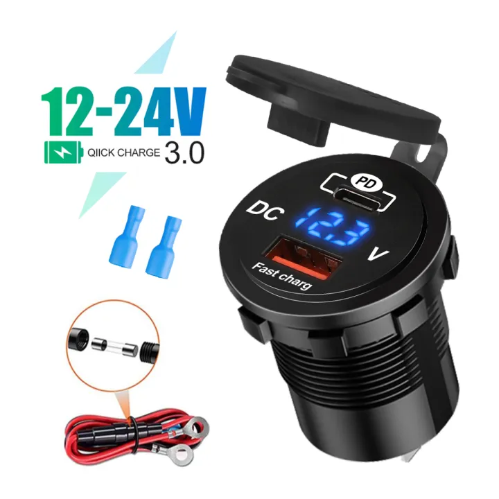 60W%20PD%20QC3.0%20Car%20Charger%20Socket%20with%20Voltage%20Meter%20Quick%20Charge%203.0%20Socket%20Power%20Outlet%20for%2012V/24V%20Motorcycle%20Truck%20Boat%20-%20Image%208
