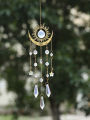 1pc Gold Flame Moon Crystal Pendant sunlight Catcher Outdoor Garden AB Colourful Hanging Decorations Hanging Ornaments. 