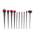 10pcs Black Unicorn Makeup Brushes Kit With Red Bristles Handles Sprial Makeup Brush Set Foundation Eyeshadow Unicorn Brush Kit. 