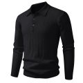 Autumn Mens Polo Sweater V Neck Long Sleeve Knit Button Polos Ribbed Casual Dress Pullover Sweaters Outdoor Winter Streetwear. 