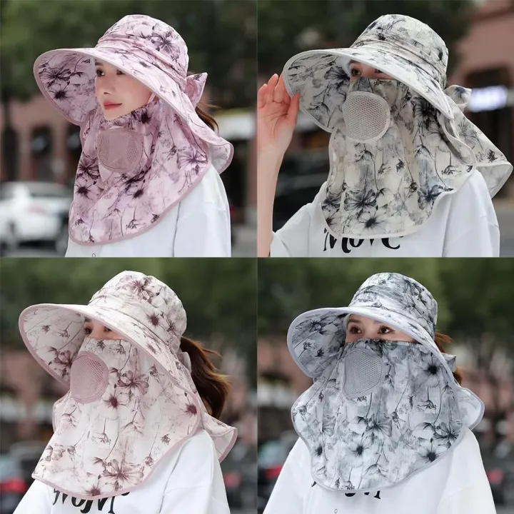 Summer%20Women%20Wide%20Brim%20Garden%20Work%20Shade%20Hat%20Face%20Mask%20No%20Detachable%20Sunhat%20Outdoor%20Breathable%20Fisherman%20Hat%20UV%20Protection%20%EF%BB%BF%20-%20Image%202